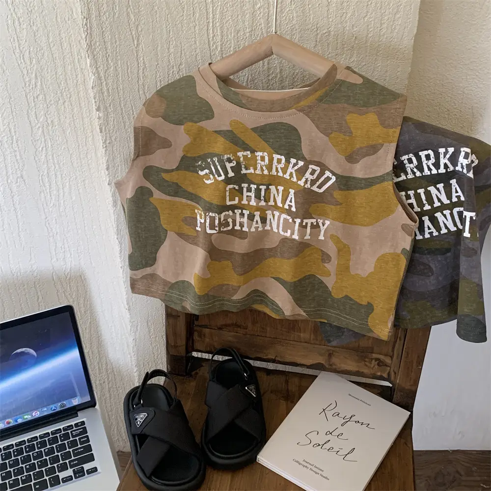 Men Camo Sleeveless Vest "Superhero China" Print — feature 9