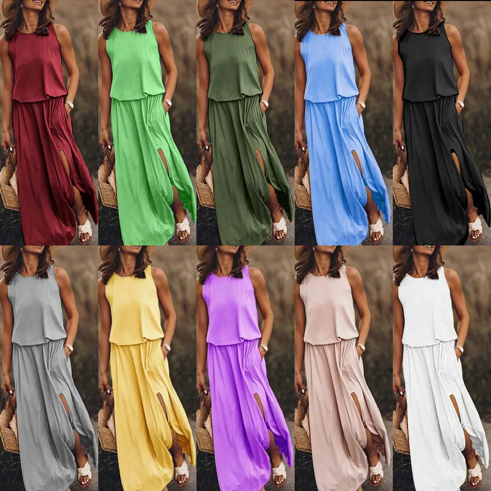 2025 Cross-Border Summer Dress Red Sleeveless Long Skirt - Image 12