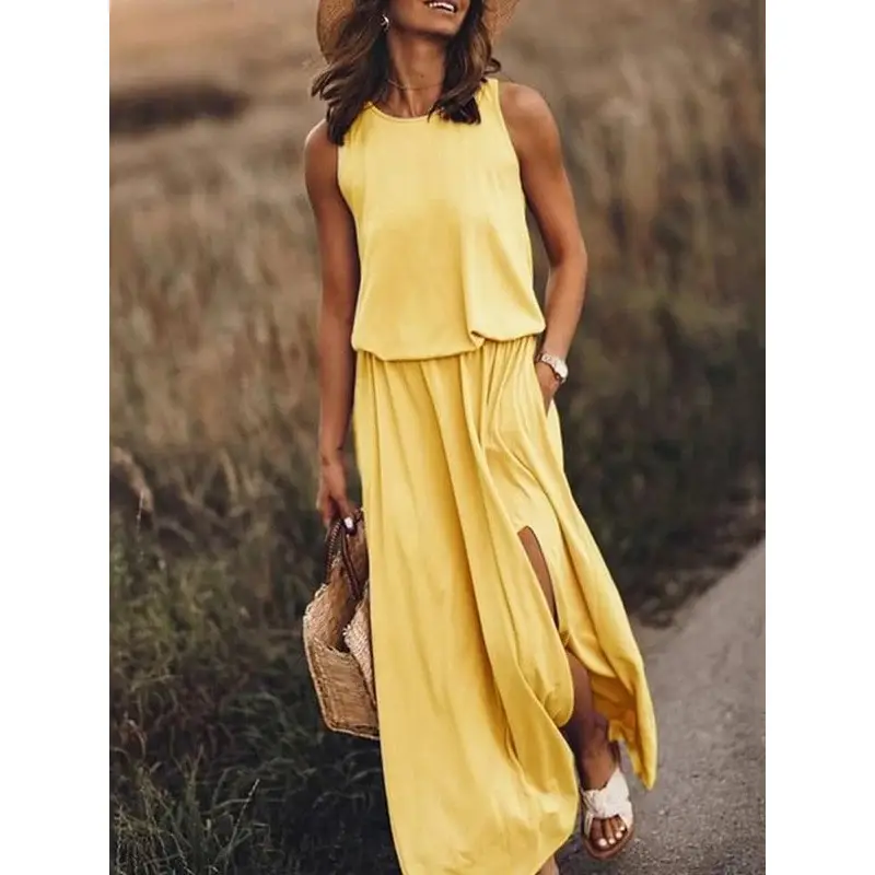 2025 Cross-Border Summer Dress Red Sleeveless Long Skirt — feature 6