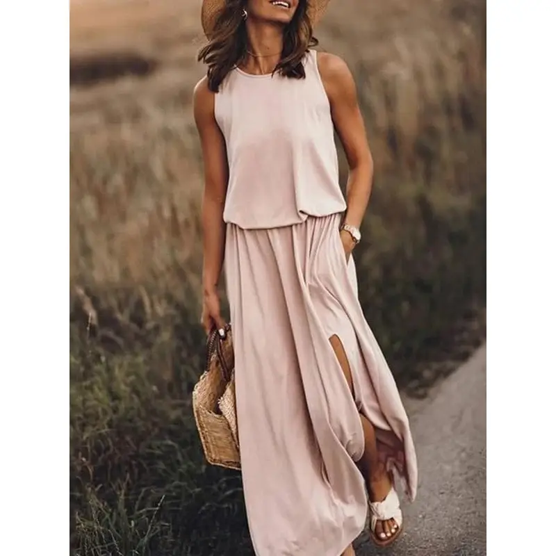 2025 Cross-Border Summer Dress Red Sleeveless Long Skirt — feature 8