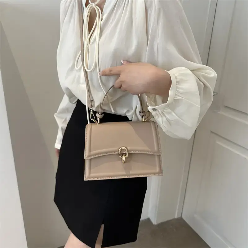 Women's 2023 Spring Crossbody Bag Beige Leather - Image 8