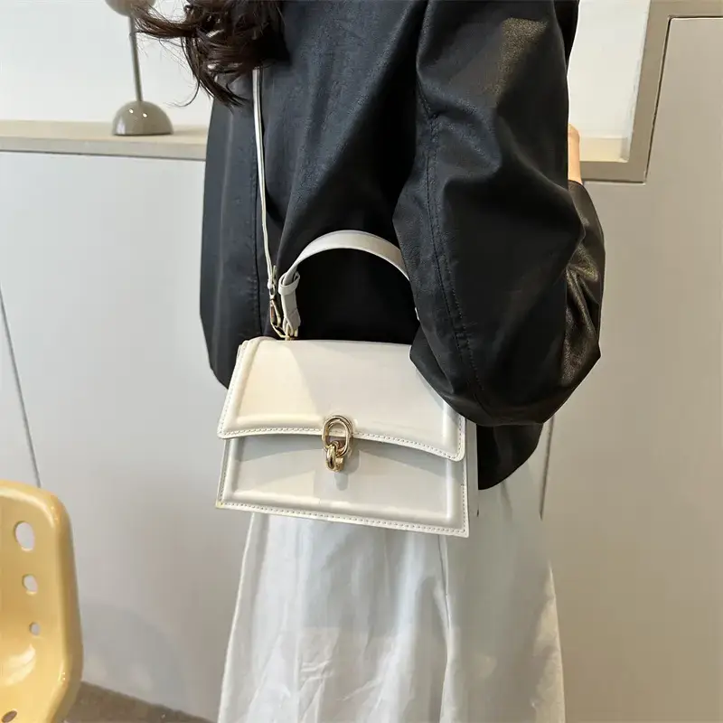 Women's 2023 Spring Crossbody Bag Beige Leather - Image 9