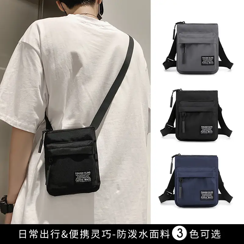 Men's Black Waterproof Shoulder Bag with Zippers - Image 5