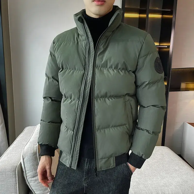 Red Vertical Collar Puffer Jacket for Men