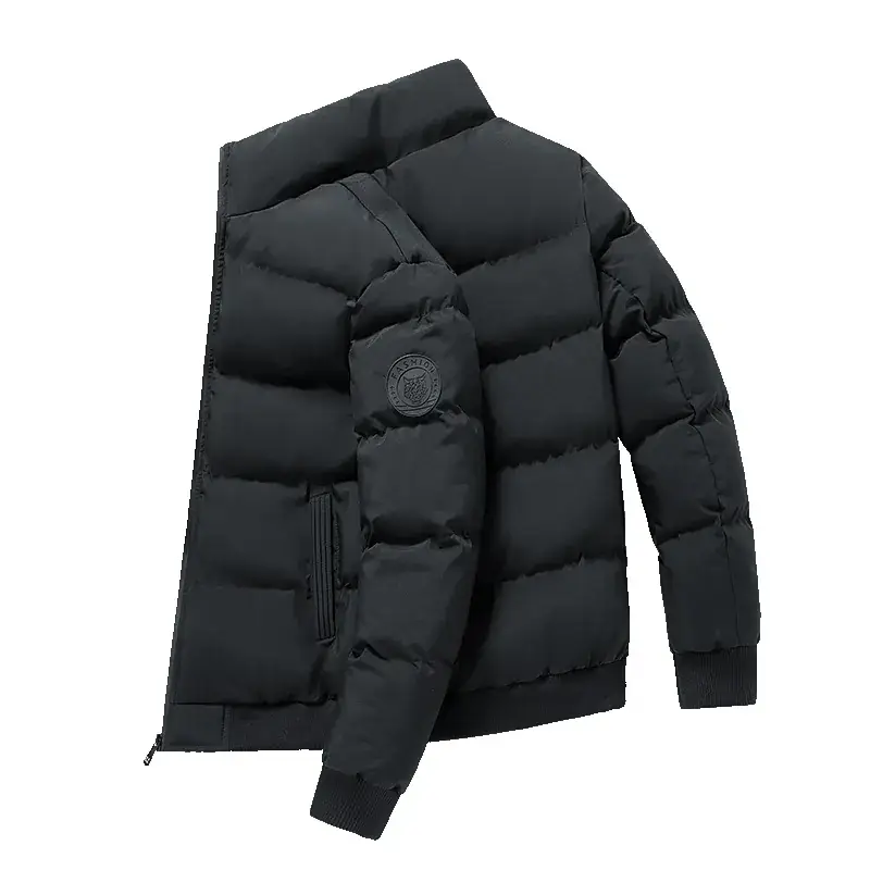 Red Vertical Collar Puffer Jacket for Men