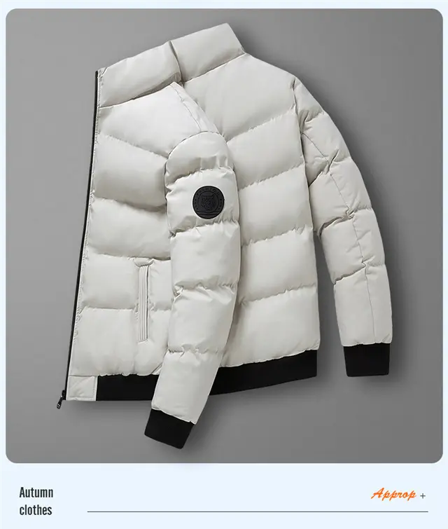 Red Vertical Collar Puffer Jacket for Men — feature 32