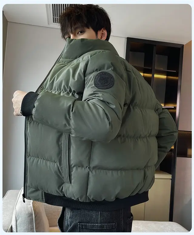 Red Vertical Collar Puffer Jacket for Men — feature 34