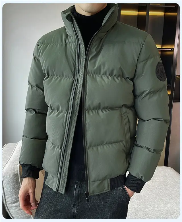 Red Vertical Collar Puffer Jacket for Men — feature 35