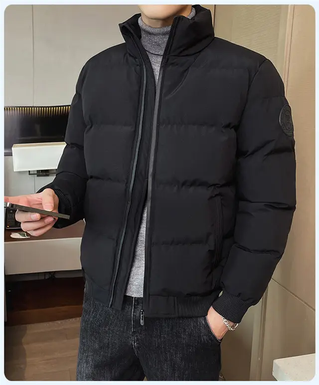 Red Vertical Collar Puffer Jacket for Men — feature 36