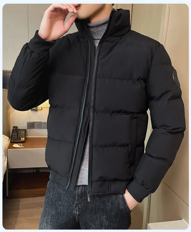 Red Vertical Collar Puffer Jacket for Men — feature 37