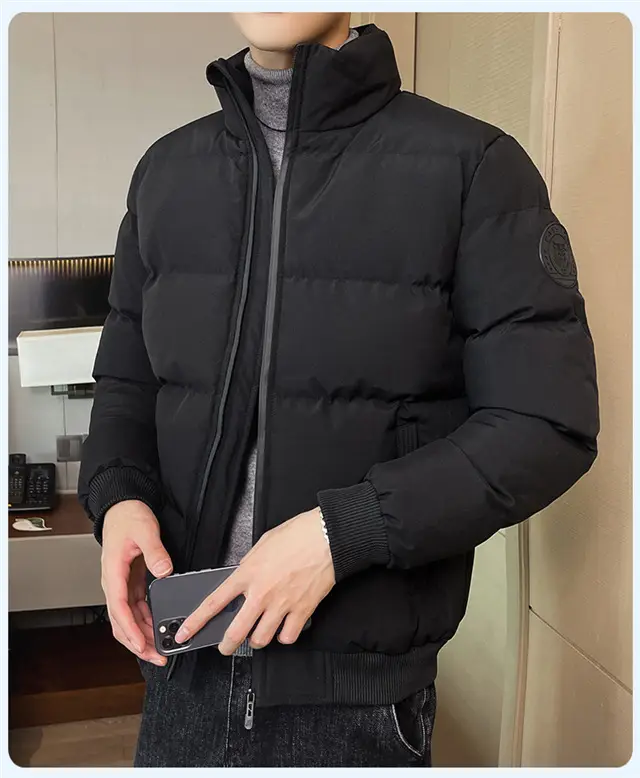Red Vertical Collar Puffer Jacket for Men — feature 38
