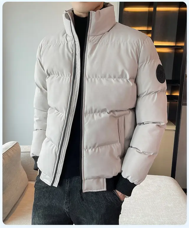 Red Vertical Collar Puffer Jacket for Men — feature 39