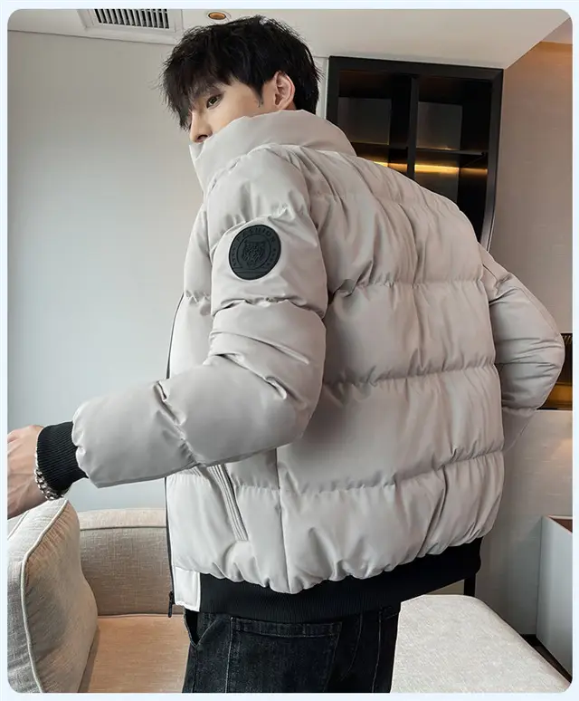 Red Vertical Collar Puffer Jacket for Men — feature 40
