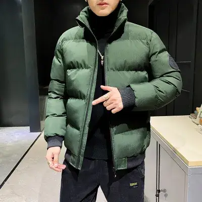 Red Vertical Collar Puffer Jacket for Men