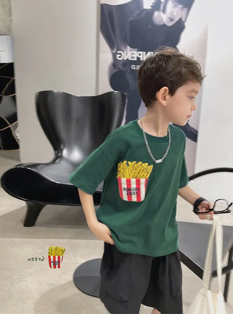 Boys T-Shirt White Green Shorts Summer New Style — feature 11