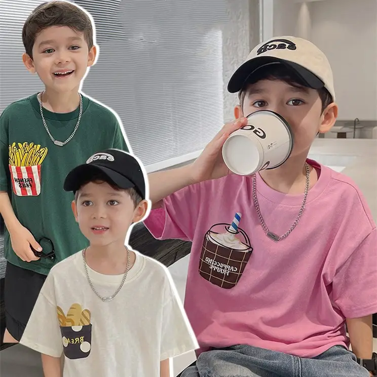 Boys T-Shirt White Green Shorts Summer New Style — feature 2