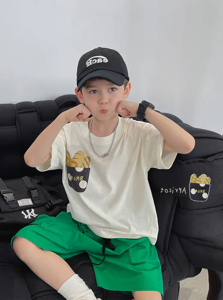 Boys T-Shirt White Green Shorts Summer New Style — feature 22