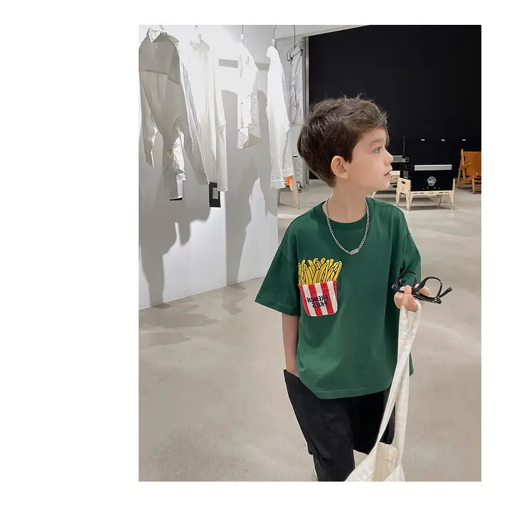 Boys T-Shirt White Green Shorts Summer New Style — feature 24