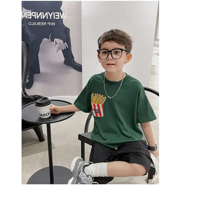 Boys T-Shirt White Green Shorts Summer New Style — feature 3