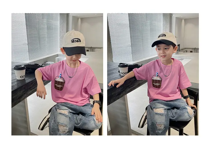 Boys T-Shirt White Green Shorts Summer New Style — feature 7