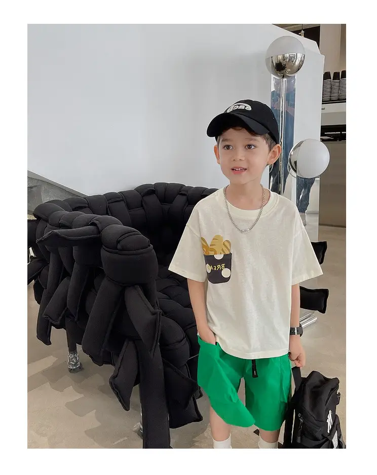 Boys T-Shirt White Green Shorts Summer New Style — feature 9