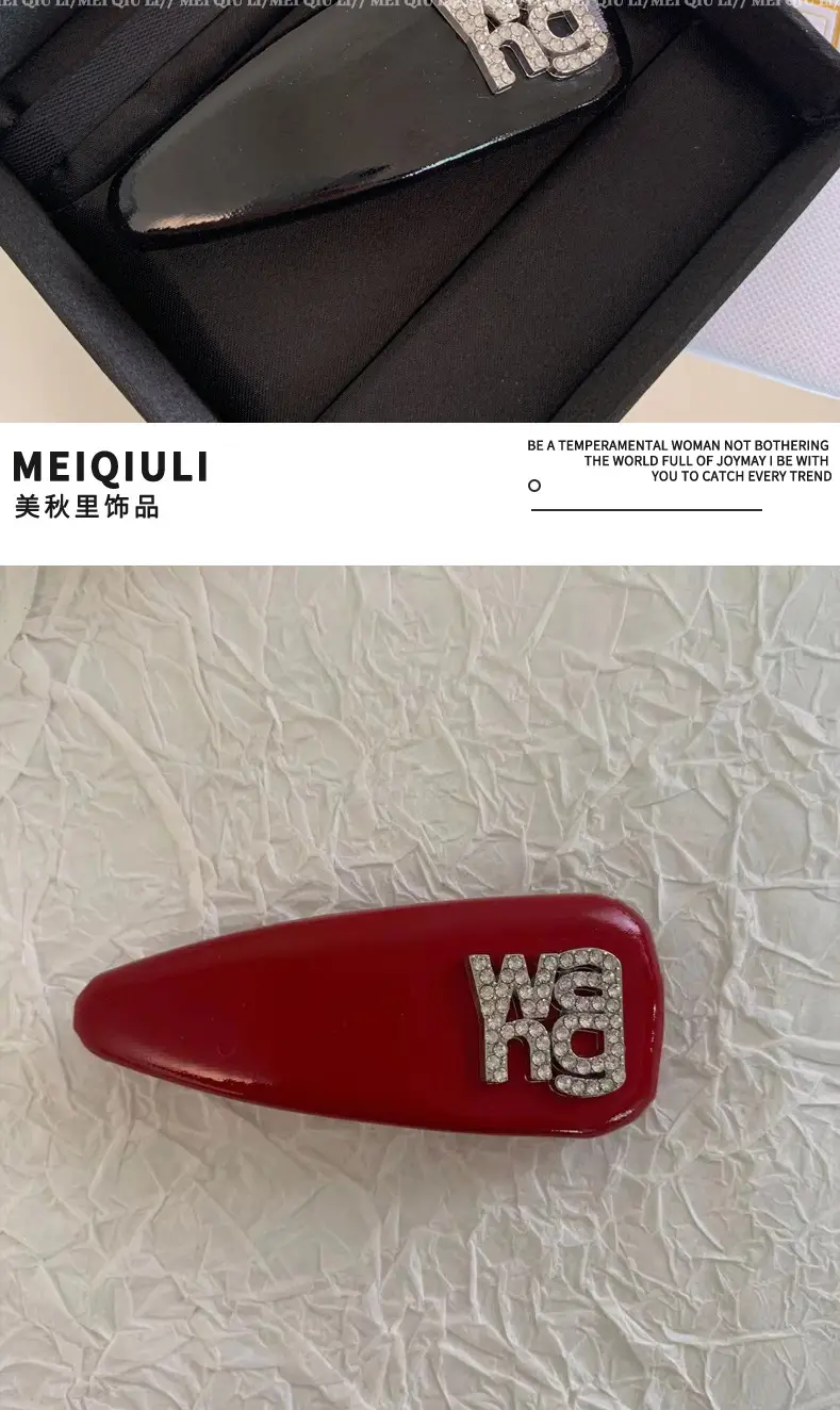 Red Rhinestone Hairpin with Letter Design — feature 10