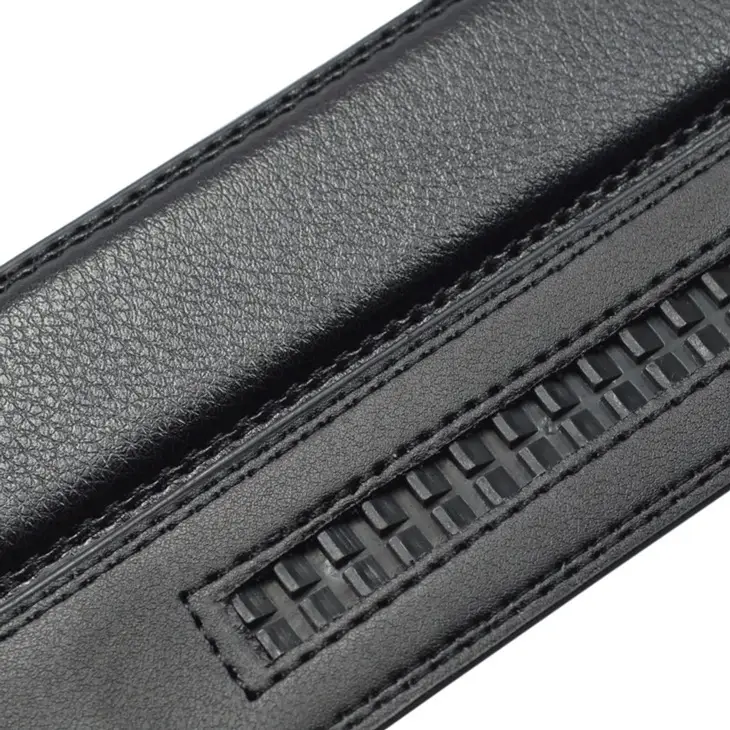 Men's Black Leather Belt with Silver Buckle - Image 4