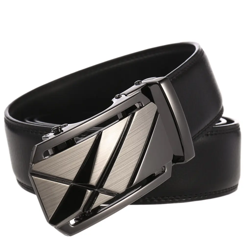 Men's Black Leather Belt with Silver Buckle β feature 4