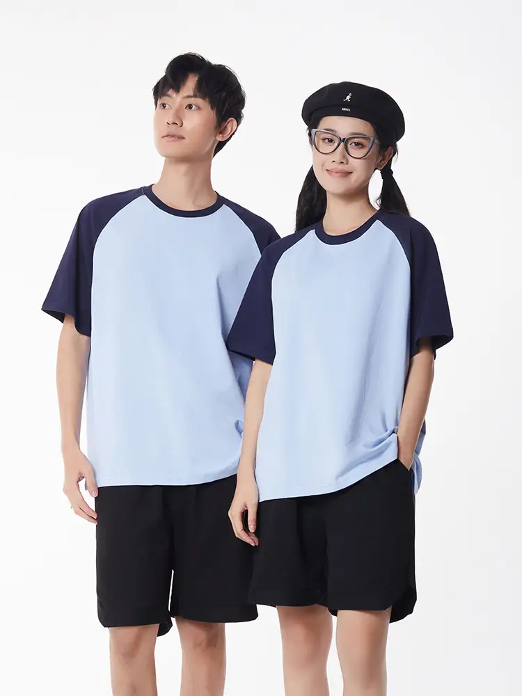 Men Cotton Raglan Sleeve T-Shirt White Grey Loose Fit