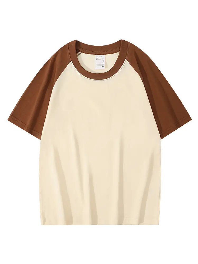 Men Cotton Raglan Sleeve T-Shirt White Grey Loose Fit