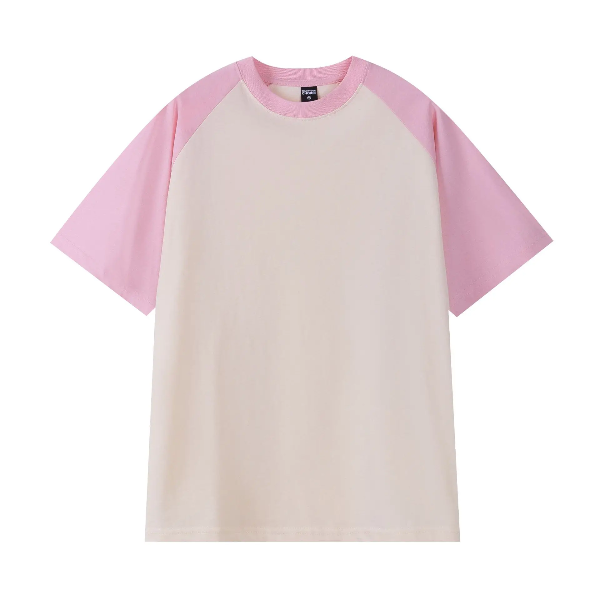 Men Cotton Raglan Sleeve T-Shirt White Grey Loose Fit