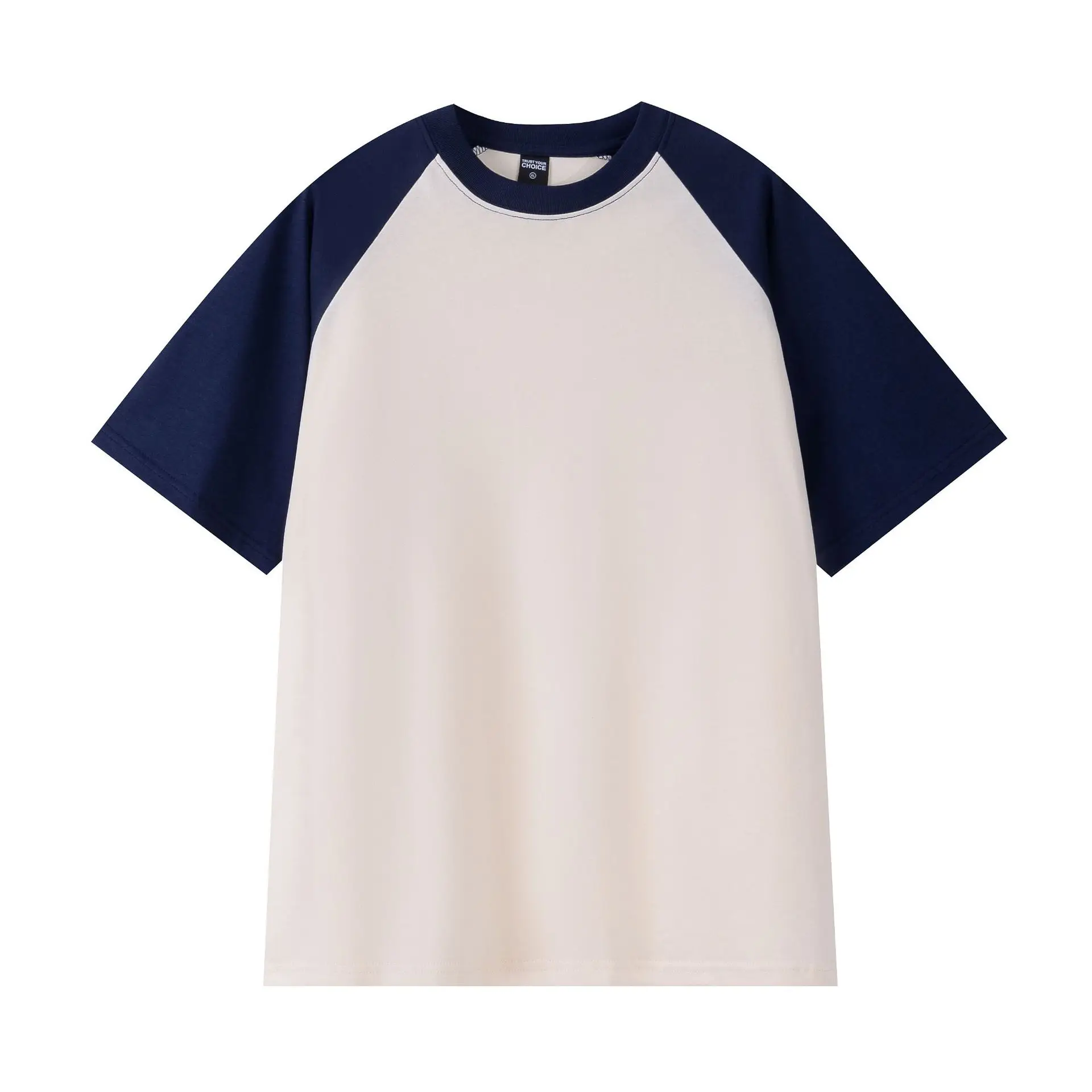 Men Cotton Raglan Sleeve T-Shirt White Grey Loose Fit