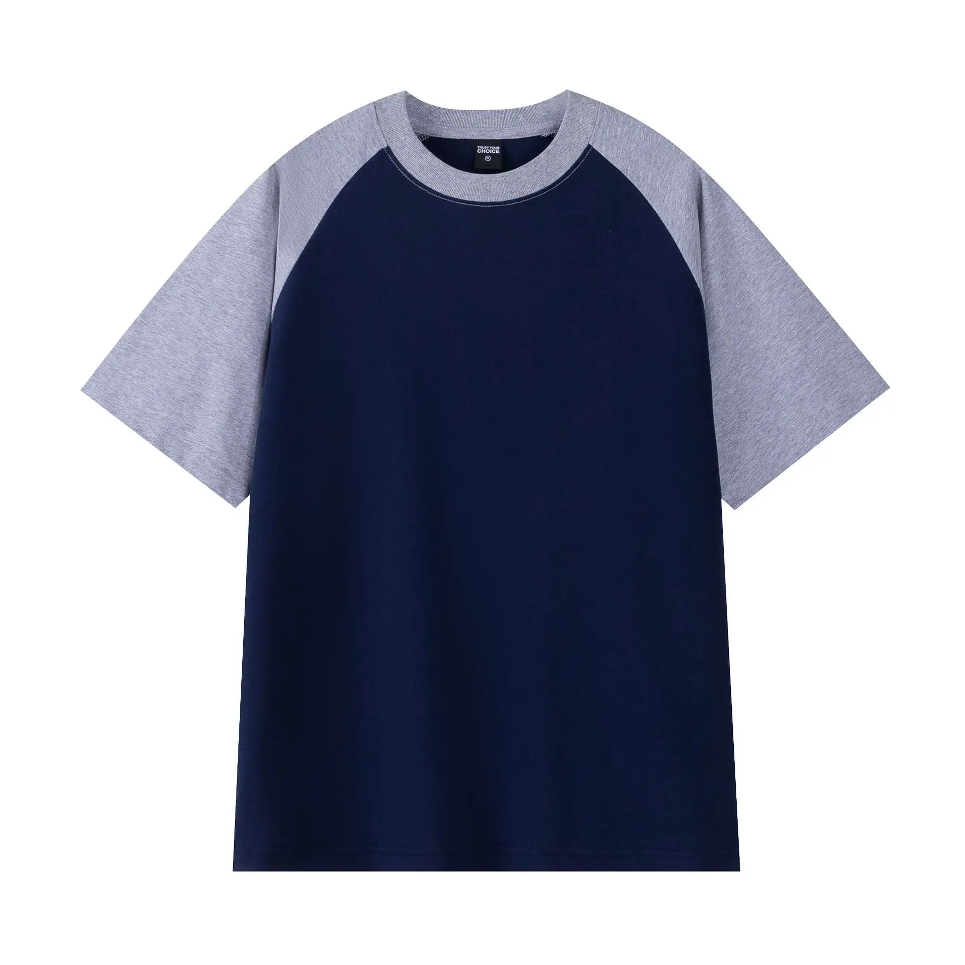Men Cotton Raglan Sleeve T-Shirt White Grey Loose Fit