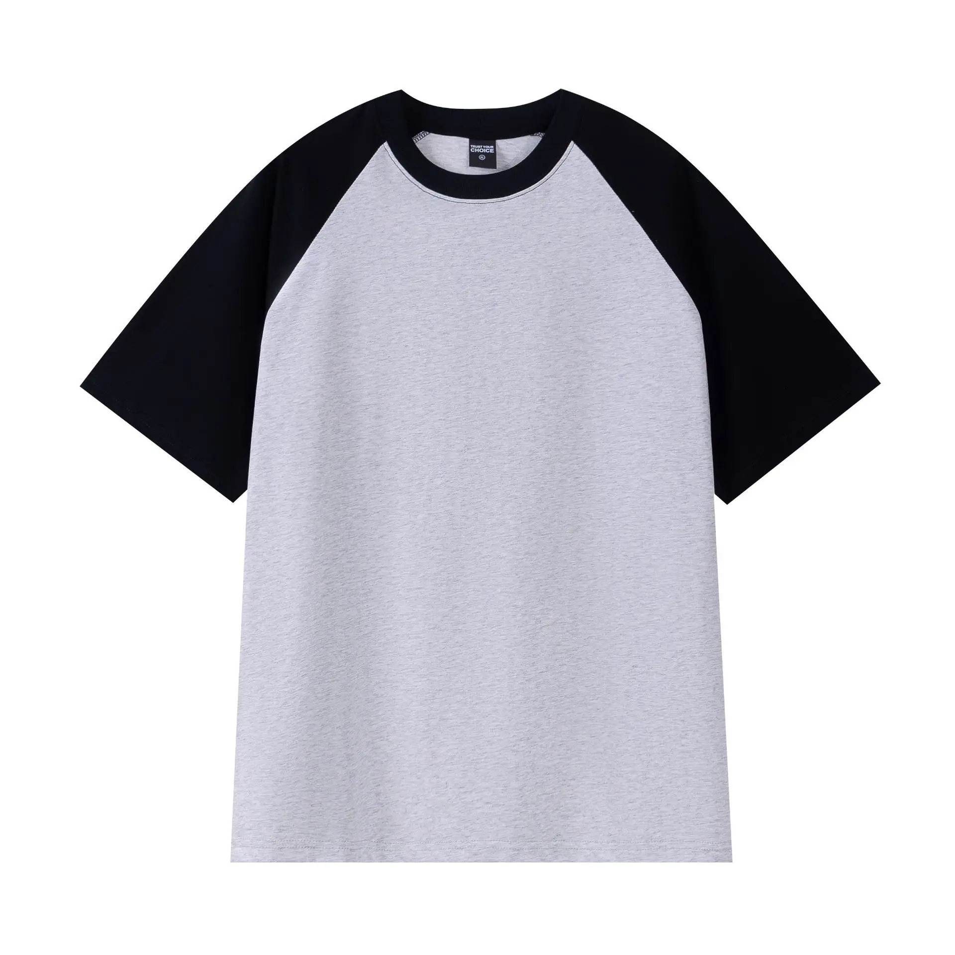 Men Cotton Raglan Sleeve T-Shirt White Grey Loose Fit