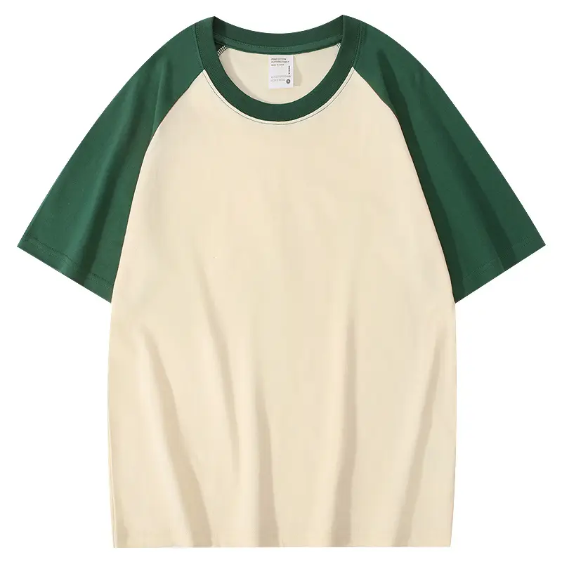 Men Cotton Raglan Sleeve T-Shirt White Grey Loose Fit