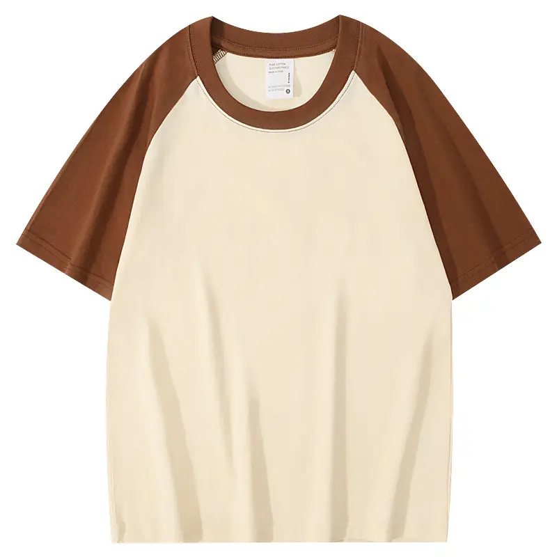 Men Cotton Raglan Sleeve T-Shirt White Grey Loose Fit