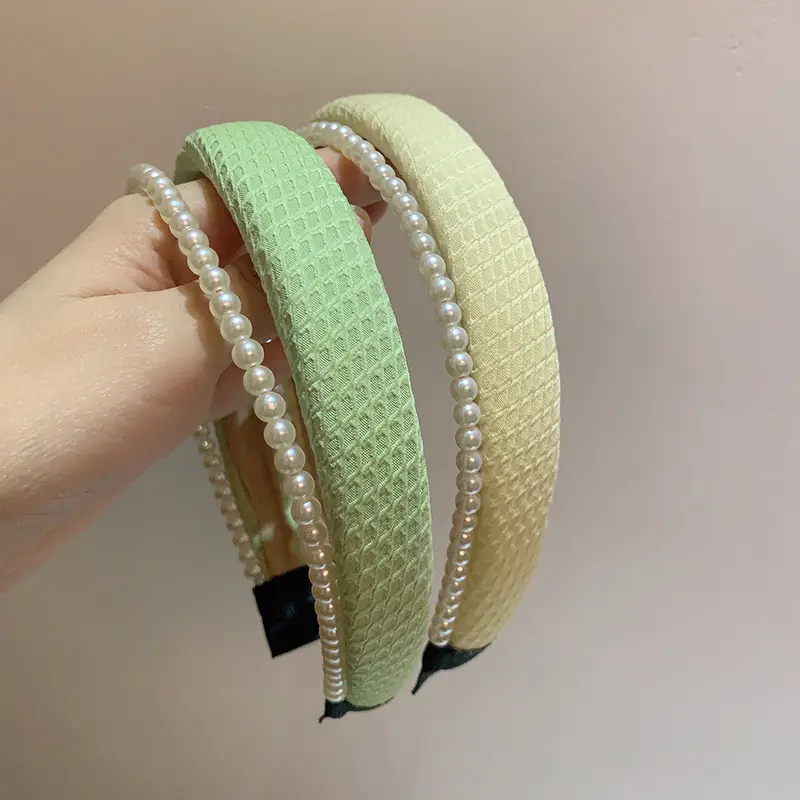 Pearl Stitched Princess Hair Hoop Black White Double Color - Image 10