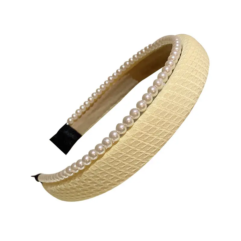 Pearl Stitched Princess Hair Hoop Black White Double Color - Image 12