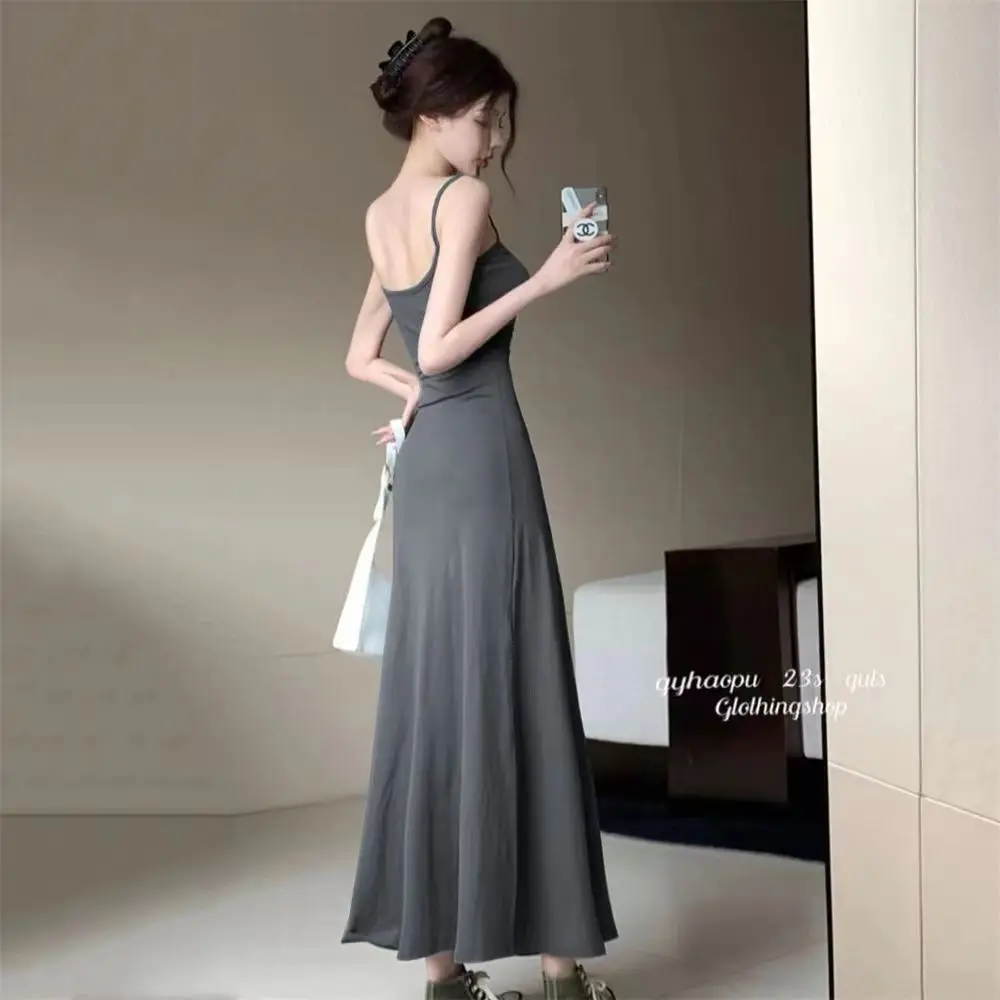 Women's Elastic One Shoulder Long Skirt Dress Red 2025 — feature 10
