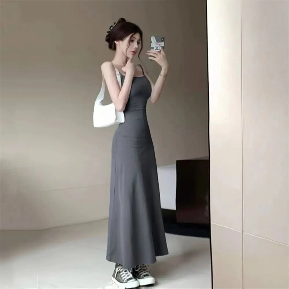 Women's Elastic One Shoulder Long Skirt Dress Red 2025 — feature 12