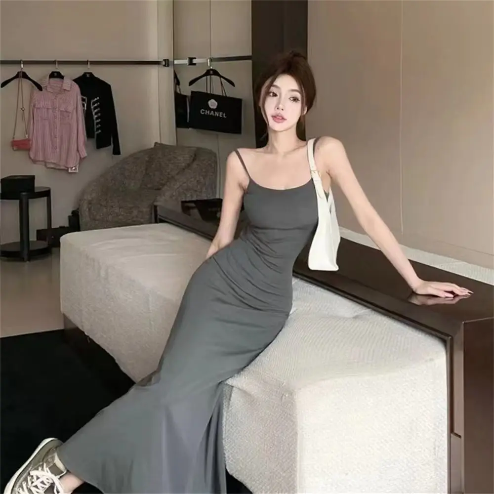 Women's Elastic One Shoulder Long Skirt Dress Red 2025 — feature 13