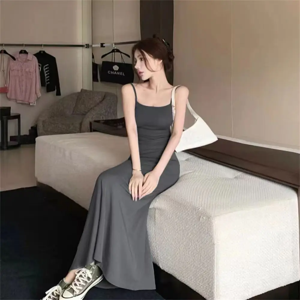 Women's Elastic One Shoulder Long Skirt Dress Red 2025 — feature 14