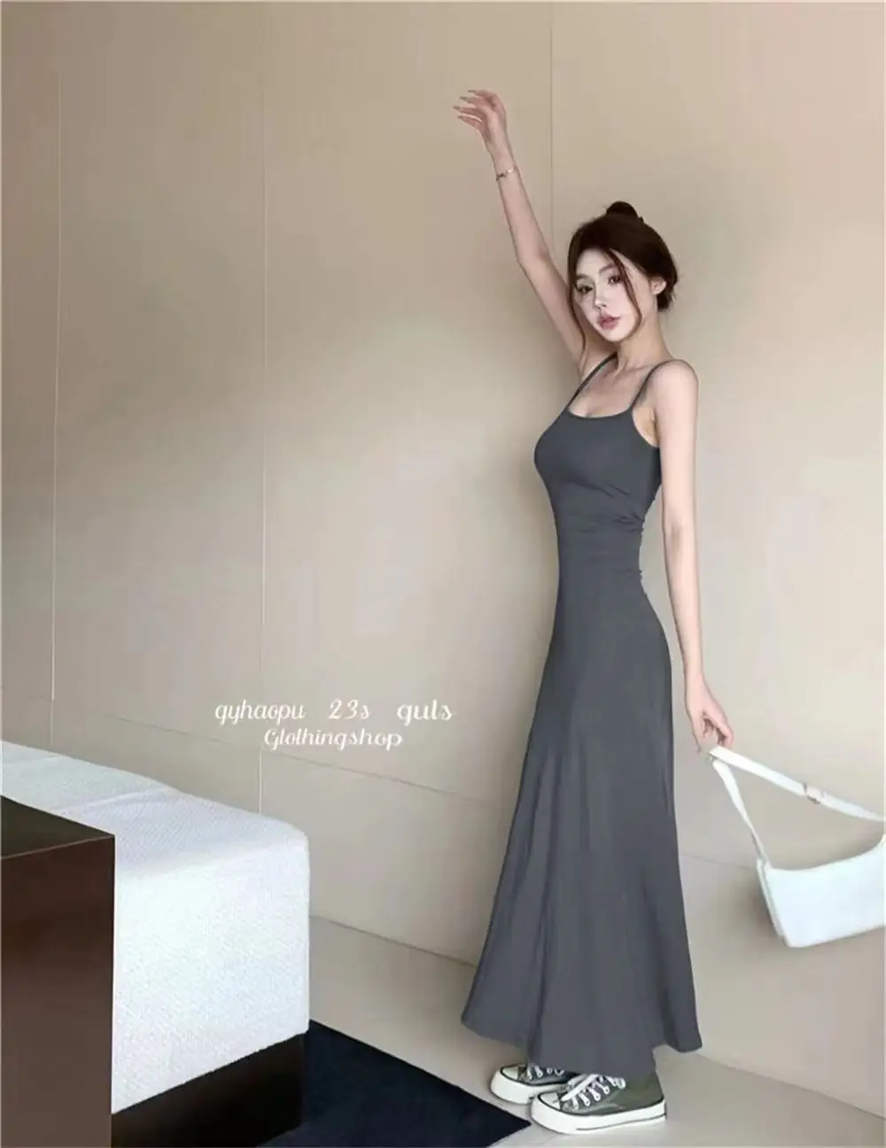 Women's Elastic One Shoulder Long Skirt Dress Red 2025 — feature 15