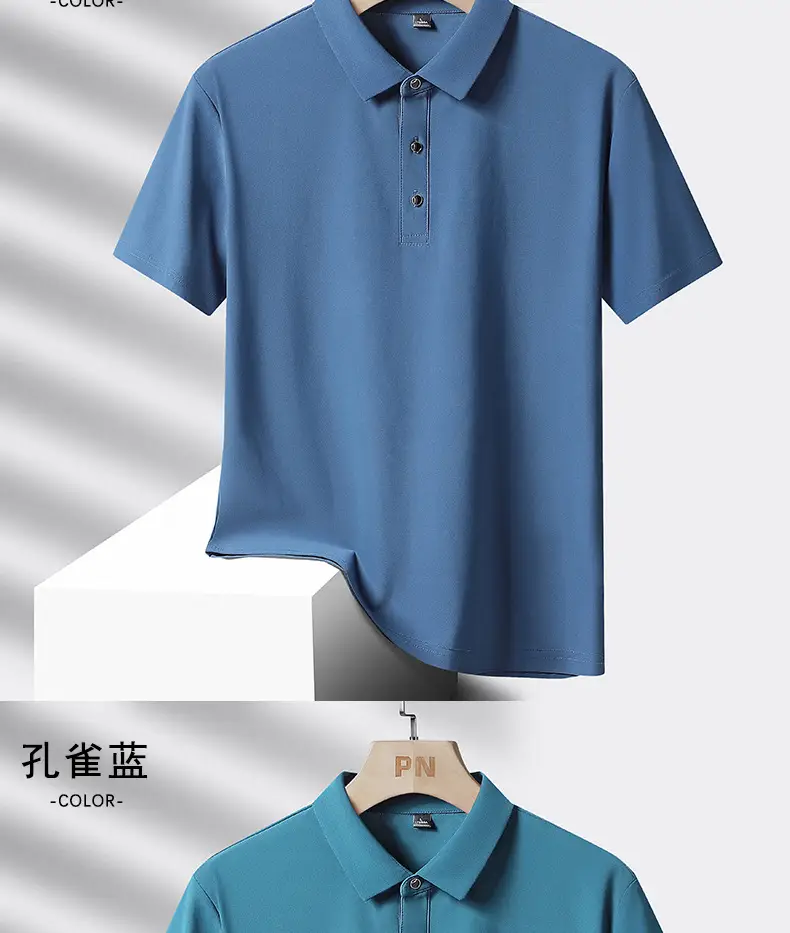 Men Ice Silk Polo T-Shirt Grey Short Sleeve — feature 13