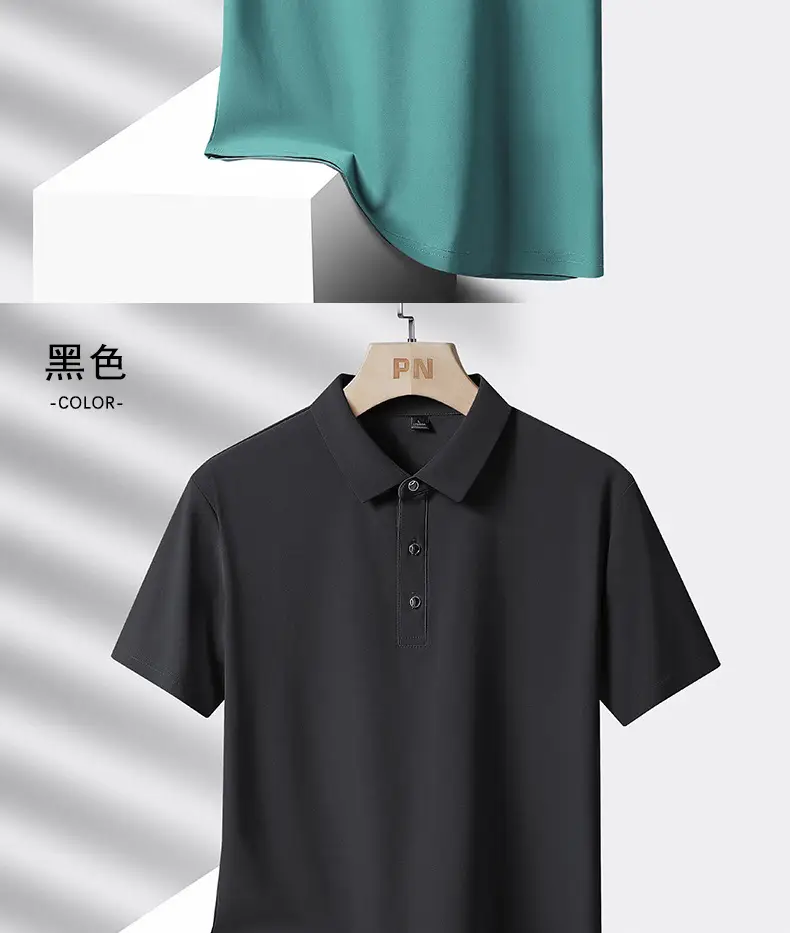 Men Ice Silk Polo T-Shirt Grey Short Sleeve — feature 16