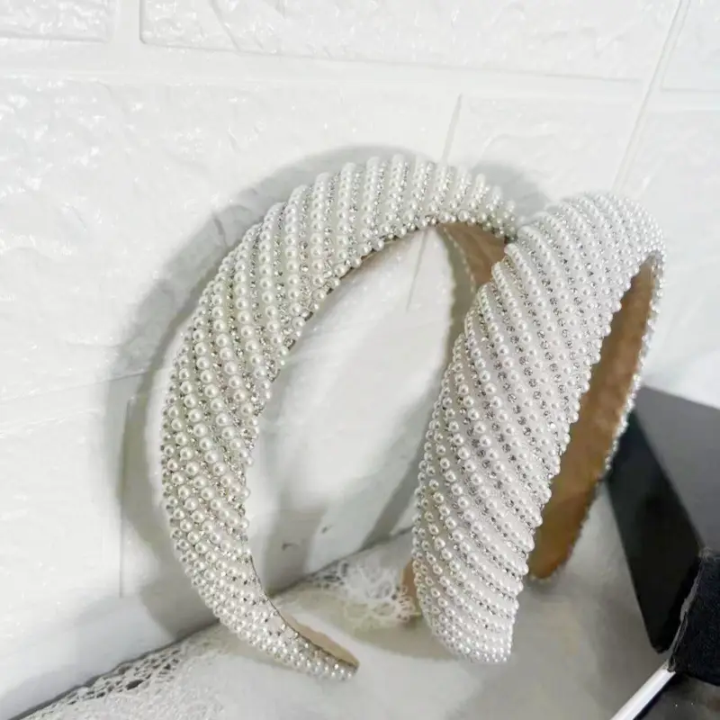 Pearl Rhinestone Hairpin Headband for Women