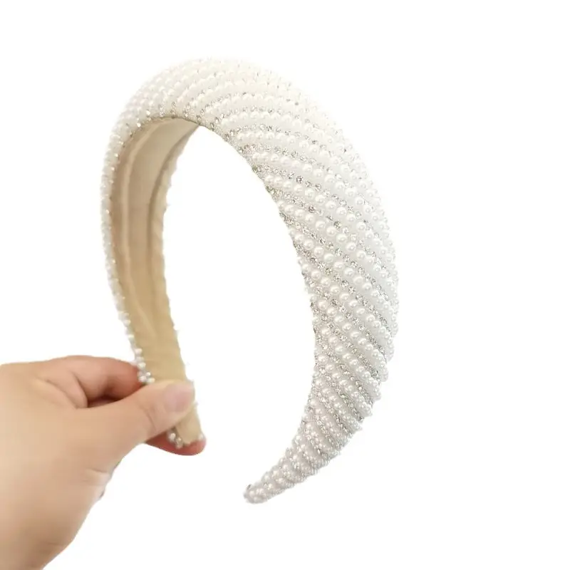 Pearl Rhinestone Hairpin Headband for Women