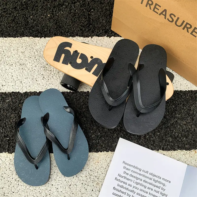 Men's Black Beach Flip Flops Summer Slippers