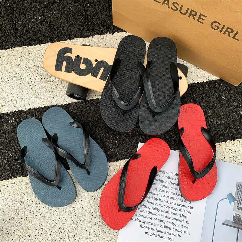 Men's Black Beach Flip Flops Summer Slippers