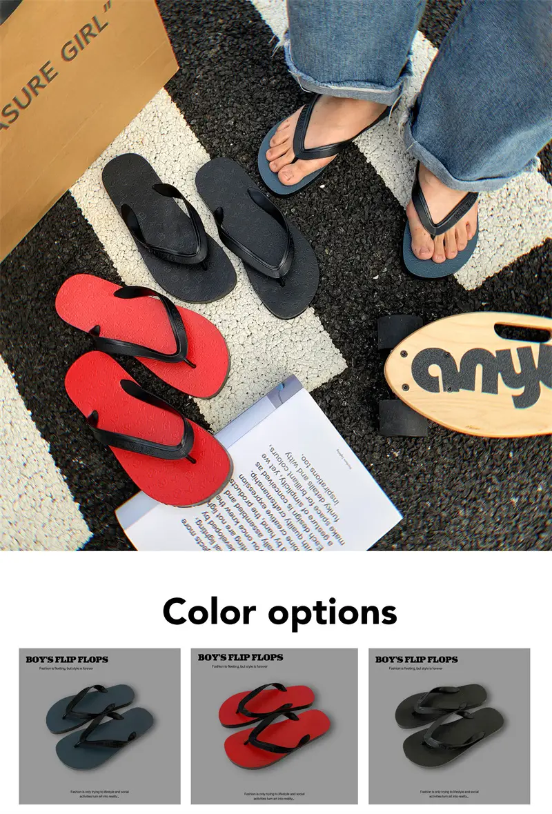 Men's Black Beach Flip Flops Summer Slippers — feature 3